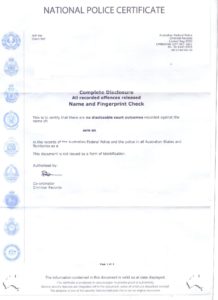 Australia Police Clerance Certificate